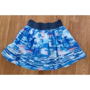 HOLLISTER Women's M Skirt Blue Geo Full Mini Elastic Waist Ocean